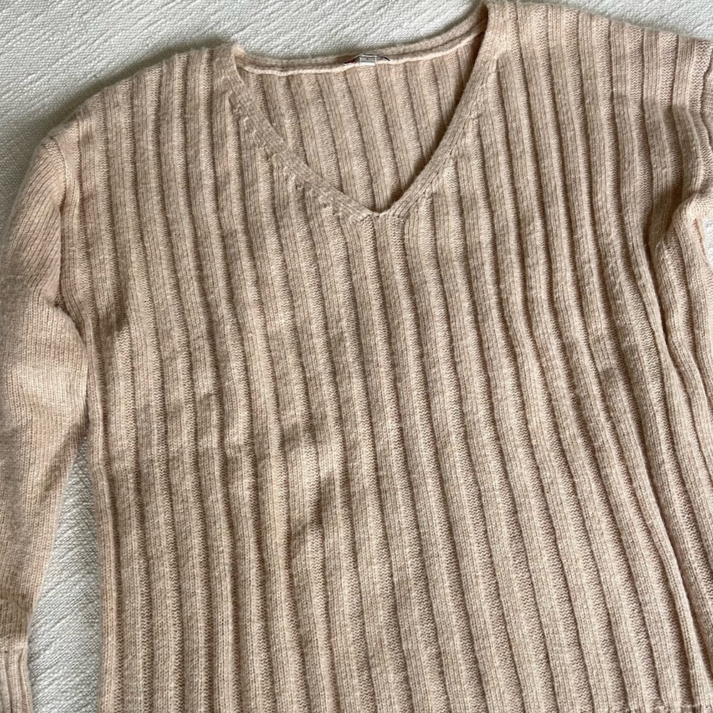 Beige V Neck Sweater